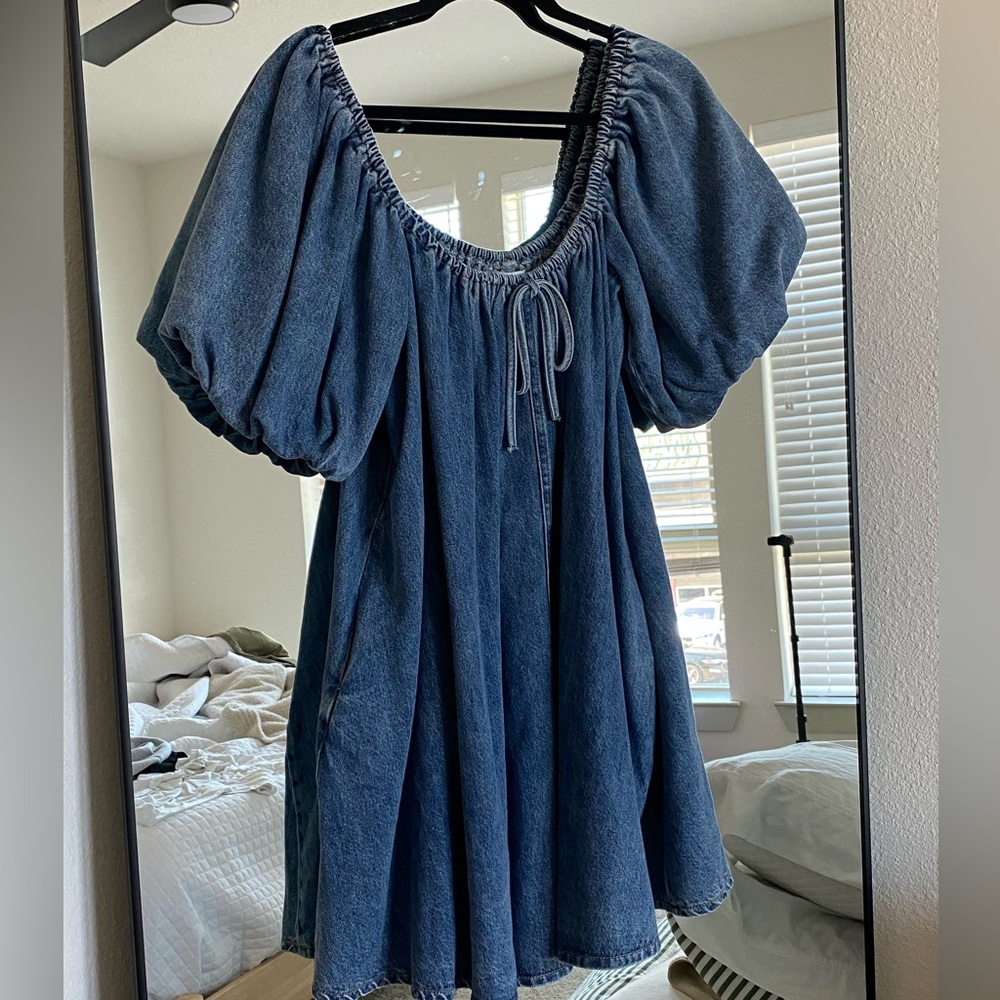 Sofie the Label Denim Mini Dress with Pockets, Size Small